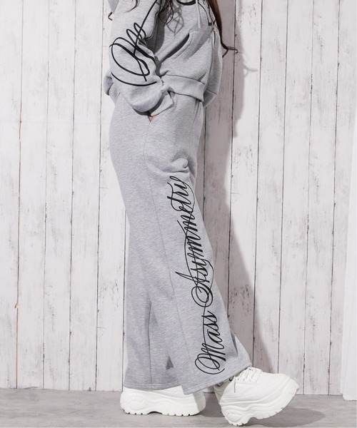 スウェットパンツ ジャージ 「筆記体ロゴ×裏起毛」ストリートムード