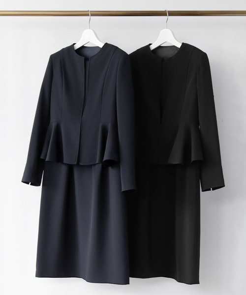 「Flolia」 ノーカラージャケット 2L ブラック レディース_画像2