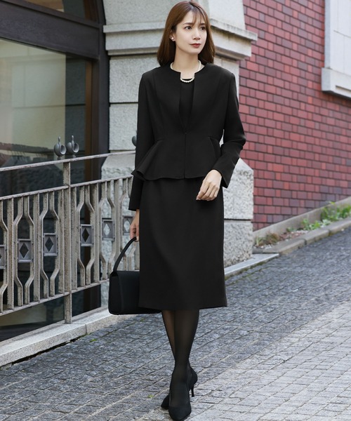 「Flolia」 ノーカラージャケット 2L ブラック レディース_画像7