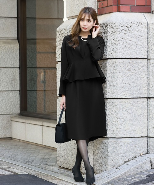 「Flolia」 ノーカラージャケット 2L ブラック レディース_画像9