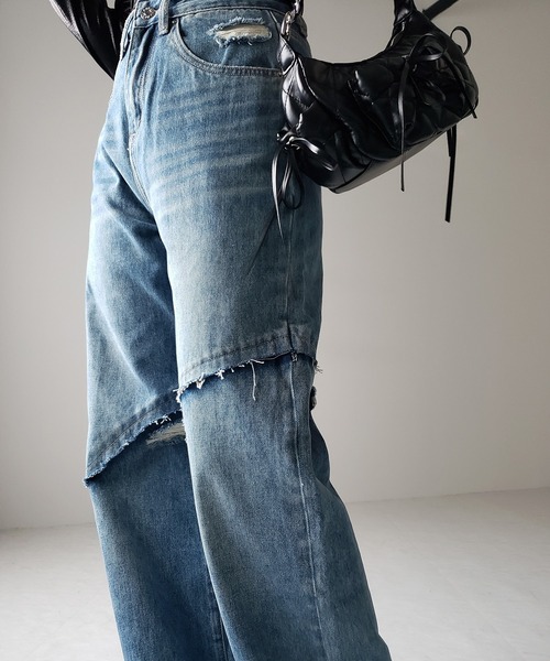 「me+em select」 デニムパンツ X-LARGE ブルー レディース_画像7