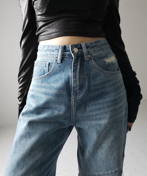 「me+em select」 デニムパンツ X-LARGE ブルー レディース_画像8