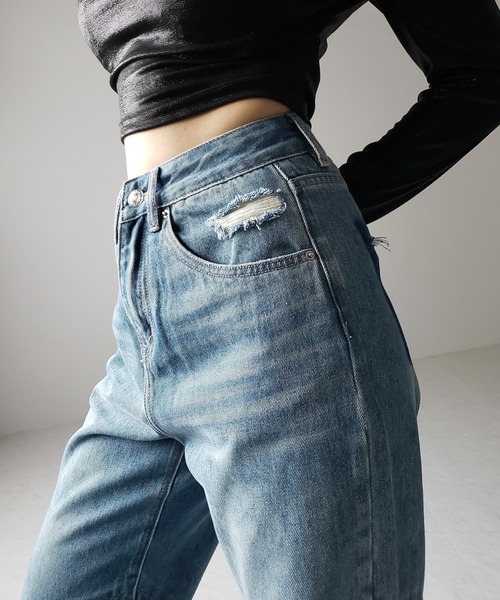 「me+em select」 デニムパンツ X-LARGE ブルー レディース_画像9