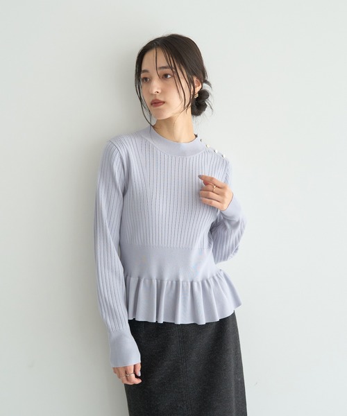 【NEW】イェッカ ヴェッカ（YECCA VECCA）/金釦ペプラムニット YECCA VECCA（イェッカヴェッカ） ニット セーター 金釦ペプラムニット