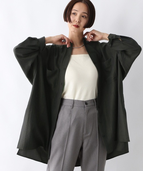 「LEPSIM」 長袖シャツ FREE チャコールグレー レディース_画像4