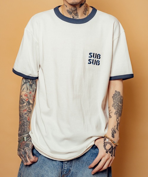 Subciety（サブサエティ） tシャツ SUBSUB ringer tee メンズ