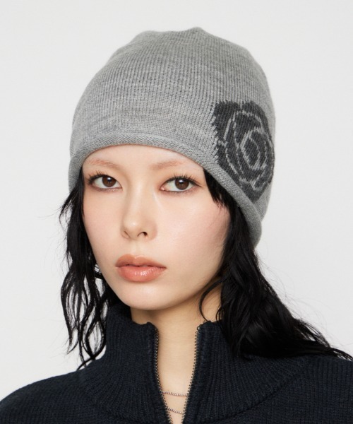 LAGUA GEM（ラグアジェム） ニット帽 ニットキャップ ROSE JACQUARD