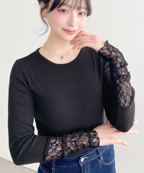 美品　leur logette  定番　袖　レース　カットソー  スリーブ leur logette - ルルロジェッタ ルールロジェット レーススリーブ