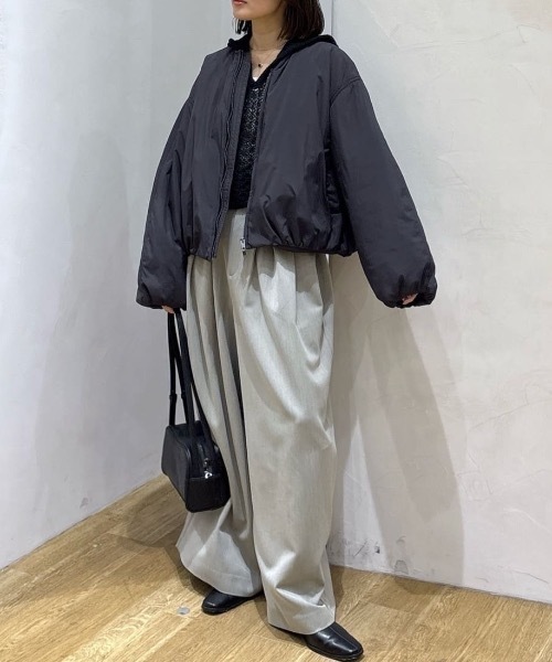 【完売品】ADORE スポンディッシュ ボンディング ブルゾン 黒 美品 STYLEMIXER（スタイルミキサー） ブルゾン アウター パディング
