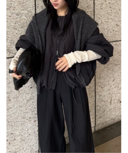 【完売品】ADORE スポンディッシュ ボンディング ブルゾン 黒 美品 STYLEMIXER（スタイルミキサー） ブルゾン アウター パディング