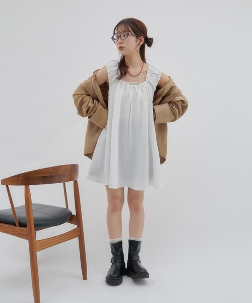 Discoat（ディスコート） ブラウス シャツ 「umm.」肩ギャザーリボン