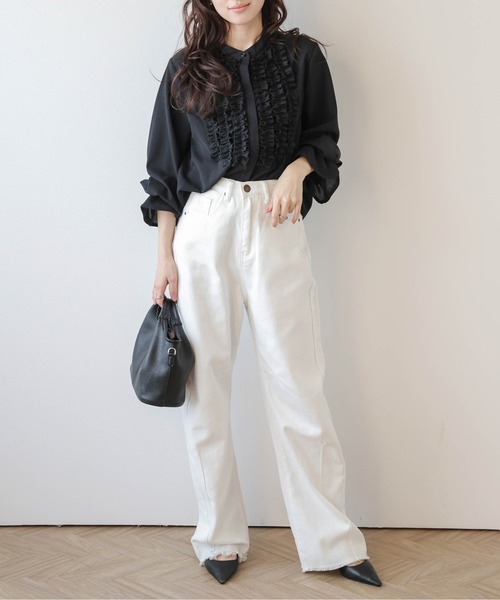 ブラウス シャツ 胸元フリルブラウス レディース : ZOZOTOWN Yahoo!店