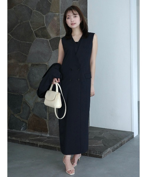 【新品タグ付き】anuansロングジレ アニュアンス anuans リネンライクロングジレ （BEIGE） -ファッション