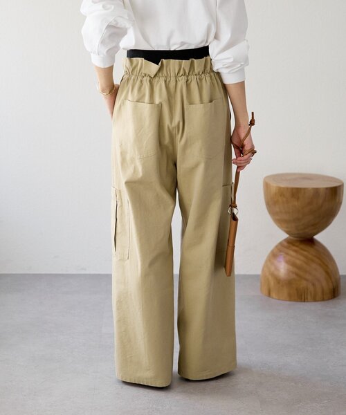 ワイドパンツ カーゴパンツ 「A・MONN」「セットアップ可能」ミリタリーWウエストカーゴパンツ レディースの画像
