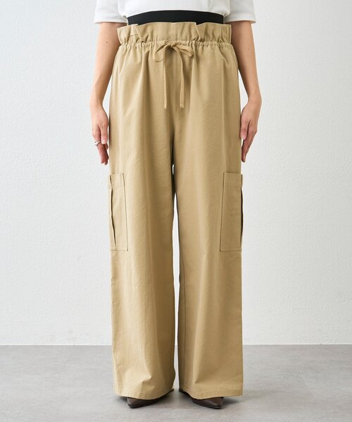ワイドパンツ カーゴパンツ 「A・MONN」「セットアップ可能」ミリタリーWウエストカーゴパンツ レディースの画像