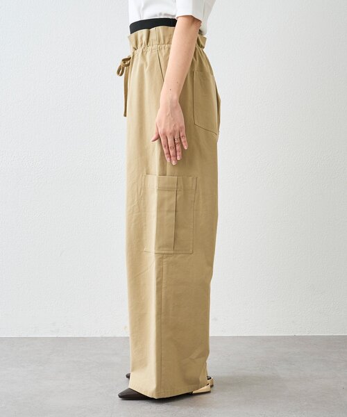ワイドパンツ カーゴパンツ 「A・MONN」「セットアップ可能」ミリタリーWウエストカーゴパンツ レディースの画像