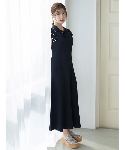 MERCURYDUO（マーキュリーデュオ） ワンピース ポロ衿ラッフルニット