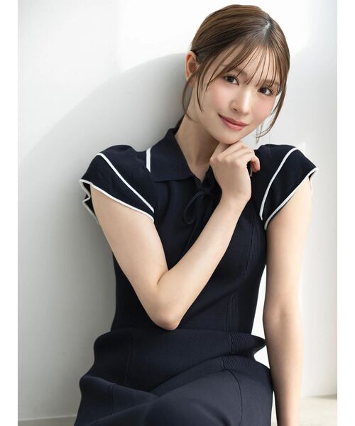 MERCURYDUO（マーキュリーデュオ） ワンピース ポロ衿ラッフルニット