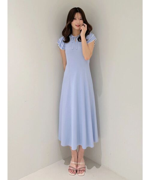 Mercuryduo ニットワンピース　ポロワンピース　M MERCURYDUO（マーキュリーデュオ） ワンピース 半袖 ポロ衿ラッフル