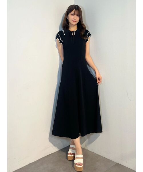MERCURYDUO ラッフル　ワンピース MERCURYDUO（マーキュリーデュオ） ワンピース 半袖 ポロ衿ラッフル