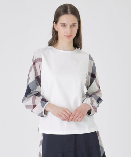 新品タグ付きtシャツ チェックスリーブプルオーバー レディース BLUE LABEL CRESTBRIDGE（ブルーレーベルクレストブリッジ） tシャツ