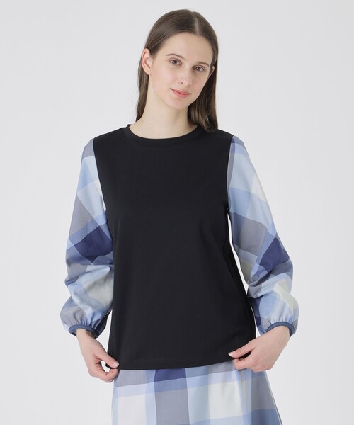 新品タグ付きtシャツ チェックスリーブプルオーバー レディース BLUE LABEL CRESTBRIDGE（ブルーレーベルクレストブリッジ） tシャツ