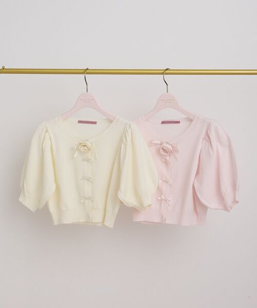 Maison de FLEUR（メゾンドフルール） カーディガン 半袖 ローズニット