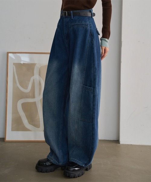 「KOBE LETTUCE」 デニムパンツ L ブルー レディース_画像8