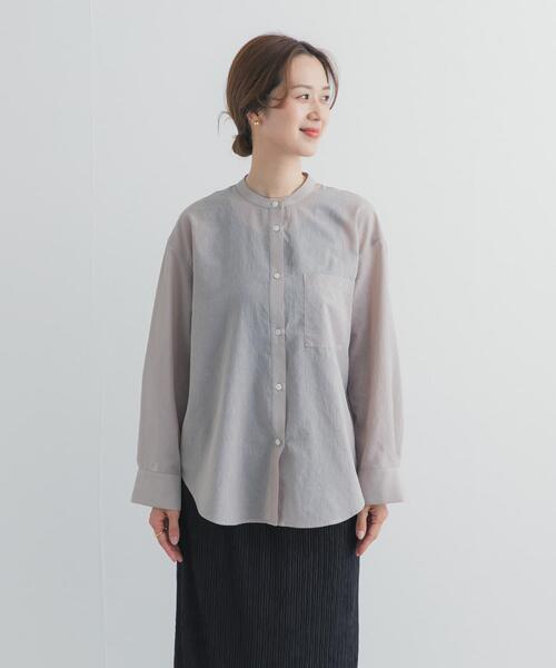 ブラウス シャツ 「UR TECH」バンドカラーシャツ | イージーケア/UVカット/速乾/接触冷感/シアーシャツ/羽織 レディースの画像