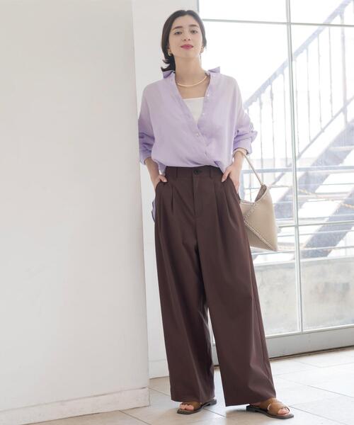 ブラウス シャツ フレンチリネンシャツ／カシュクール「洗濯機OK」「5col」 レディースの画像