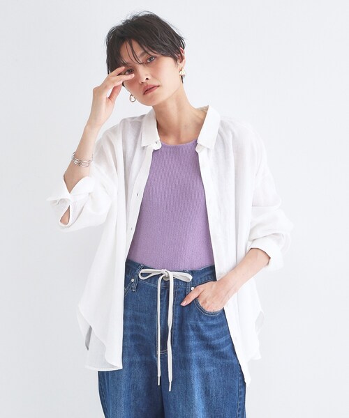 ブラウス シャツ フレンチリネンシャツ／カシュクール「洗濯機OK」「5col」 レディースの画像