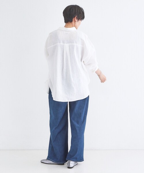 ブラウス シャツ フレンチリネンシャツ／カシュクール「洗濯機OK」「5col」 レディースの画像