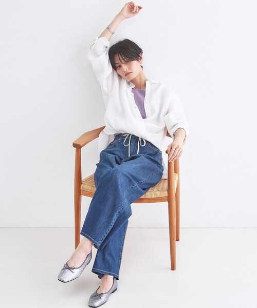 ブラウス シャツ フレンチリネンシャツ／カシュクール「洗濯機OK」「5col」 レディースの画像
