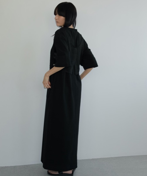 「anuke」 半袖ワンピース 36inch ブラック レディース_画像5