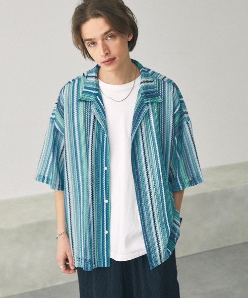 「EMMA CLOTHES」 半袖シャツ L ブルー メンズ_画像5