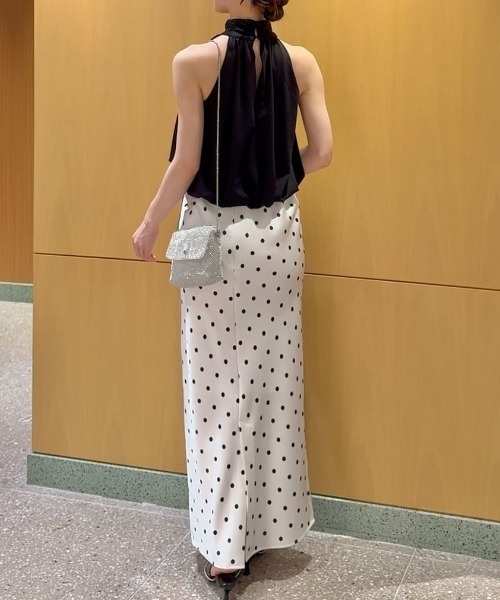 SNIDEL（スナイデル） ロング スカート レーストリムサテンナロー