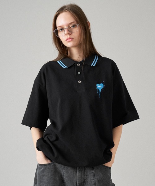 「ONCILY」 半袖ポロシャツ LARGE ブラック系その他2 メンズ_画像2
