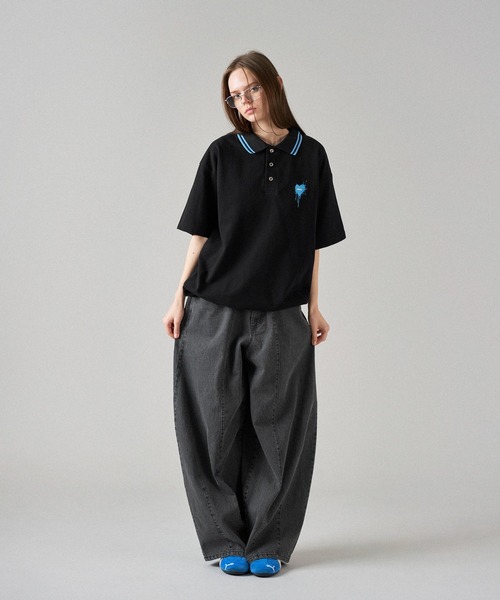 「ONCILY」 半袖ポロシャツ LARGE ブラック系その他2 メンズ_画像3