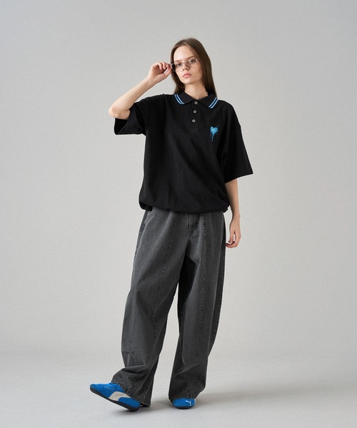 「ONCILY」 半袖ポロシャツ LARGE ブラック系その他2 メンズ_画像4