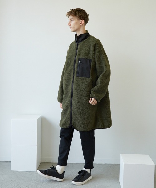 ジャケット ノーカラージャケット 「TONE MEN'S」ボアハイネックロング