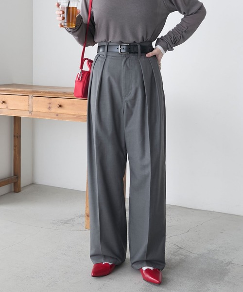 BONLECILL（ボンルシール） ワイドパンツ スラックス パンツ 2タック