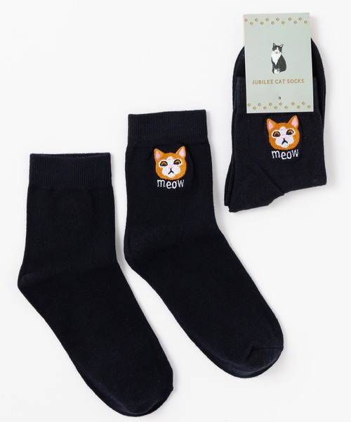 Jubilee（ジュビリー） 靴下 キャット ドッグ 猫 犬 顔の刺繍デザイン