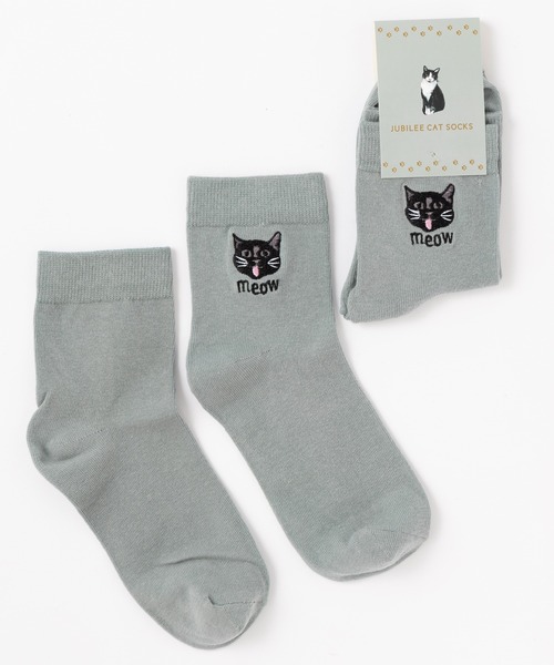 Jubilee（ジュビリー） 靴下 キャット ドッグ 猫 犬 顔の刺繍デザイン