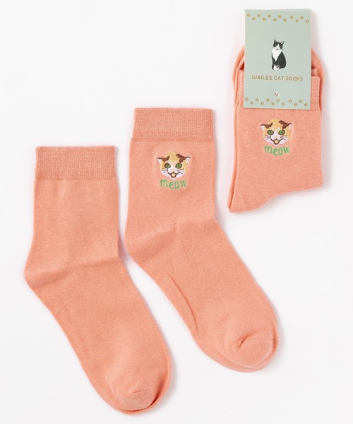 Jubilee（ジュビリー） 靴下 キャット ドッグ 猫 犬 顔の刺繍デザイン