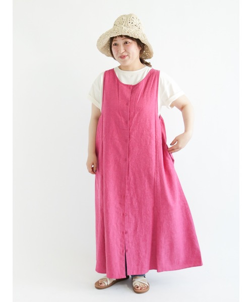 Samansa Mos2 ワンピース コットンリネン前後2WAYノースリーブ