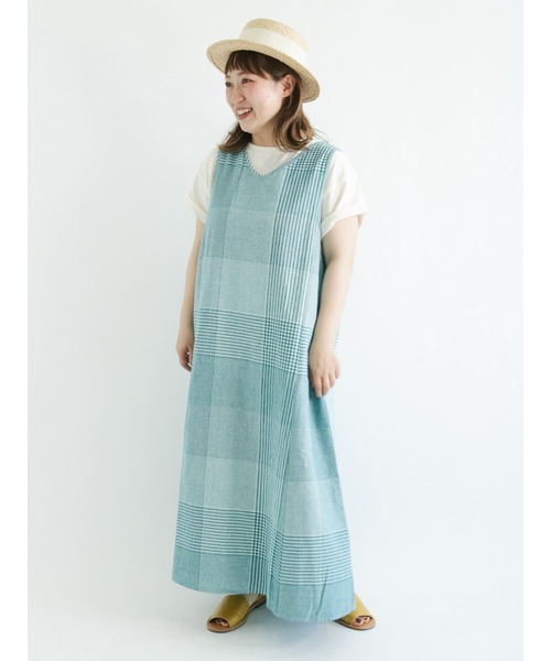 Samansa Mos2 ワンピース コットンリネン前後2WAYノースリーブ