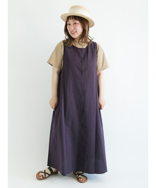 Samansa Mos2 ワンピース コットンリネン前後2WAYノースリーブ