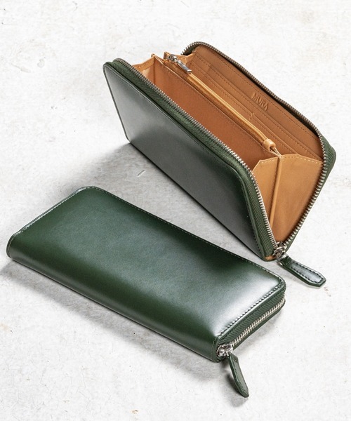 MURA 財布 コードバン調 牛本革 フルグレイン スムースレザー