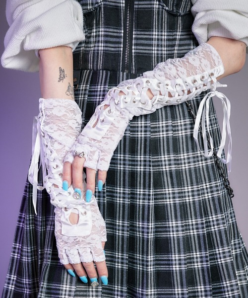 WEGO（ウィゴー） WEGO/【一部店限定】レースアップシアーアームカバー