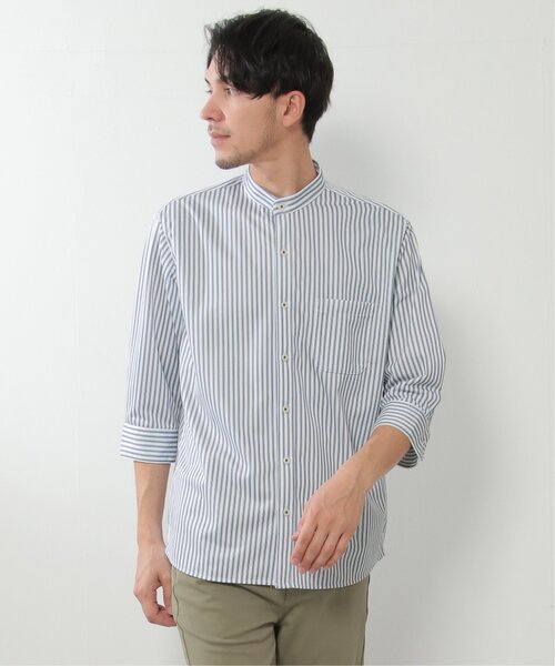 ikka（イッカ） シャツ 7分袖イージーケアバンドカラーシャツ メンズ